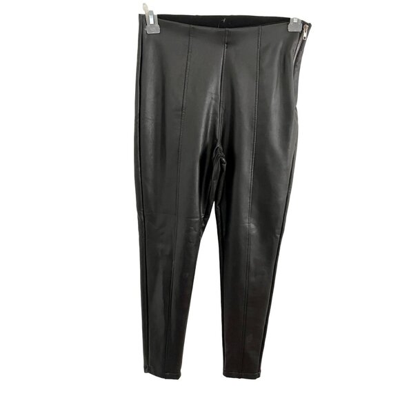 New Look Brand Tall Petite Black Faux Leather Tapered Pants Vegan, New, Sz 8 - Picture 6 of 6